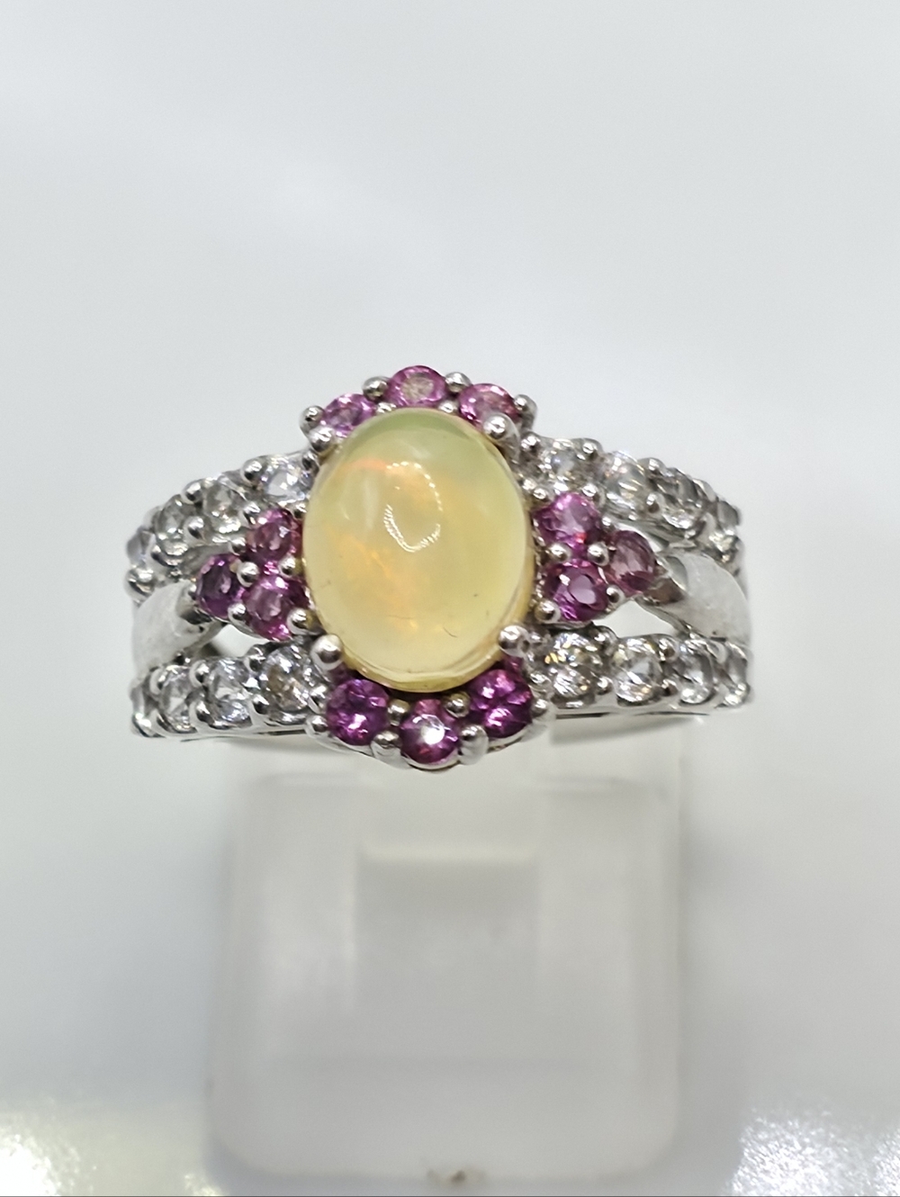 NWOT Exceptional Ethiopian Opal, Garnet & Topaz Ring